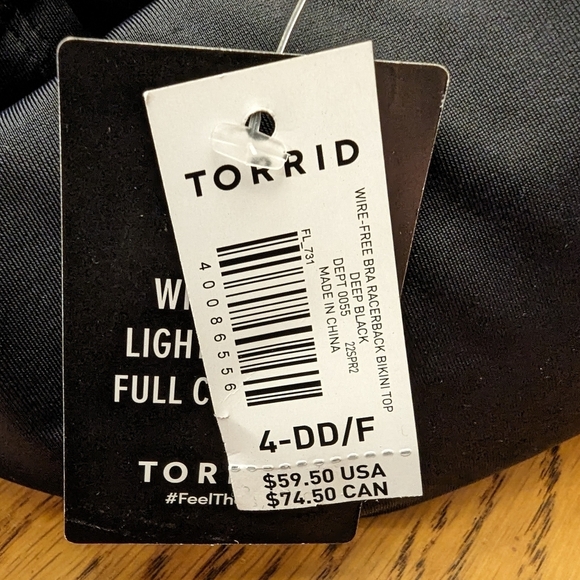 Torrid Wire-Free Bra Racerback Bikini Top plus size 4x DD/F, new! - Picture 7 of 7